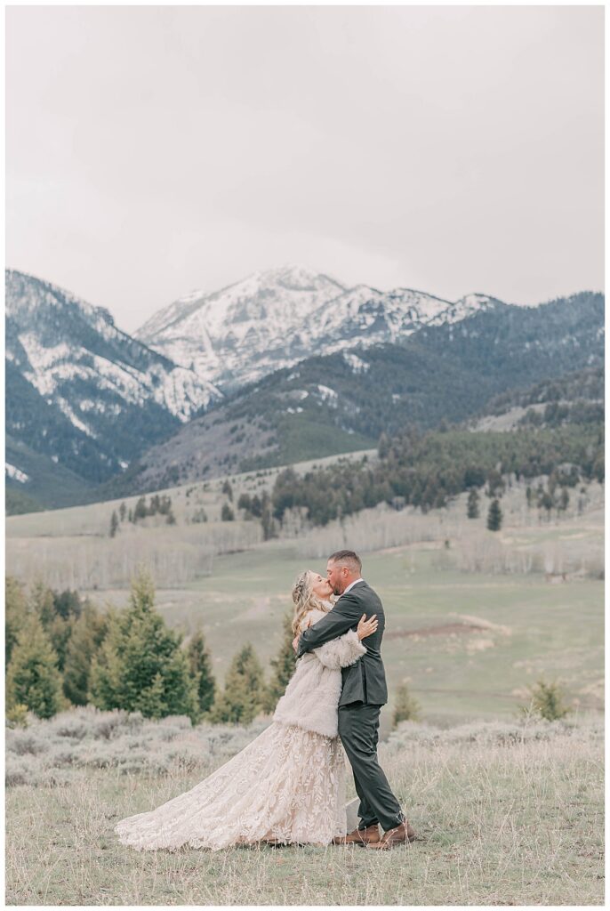First kiss during micro wedding at Gardiner airbnb.