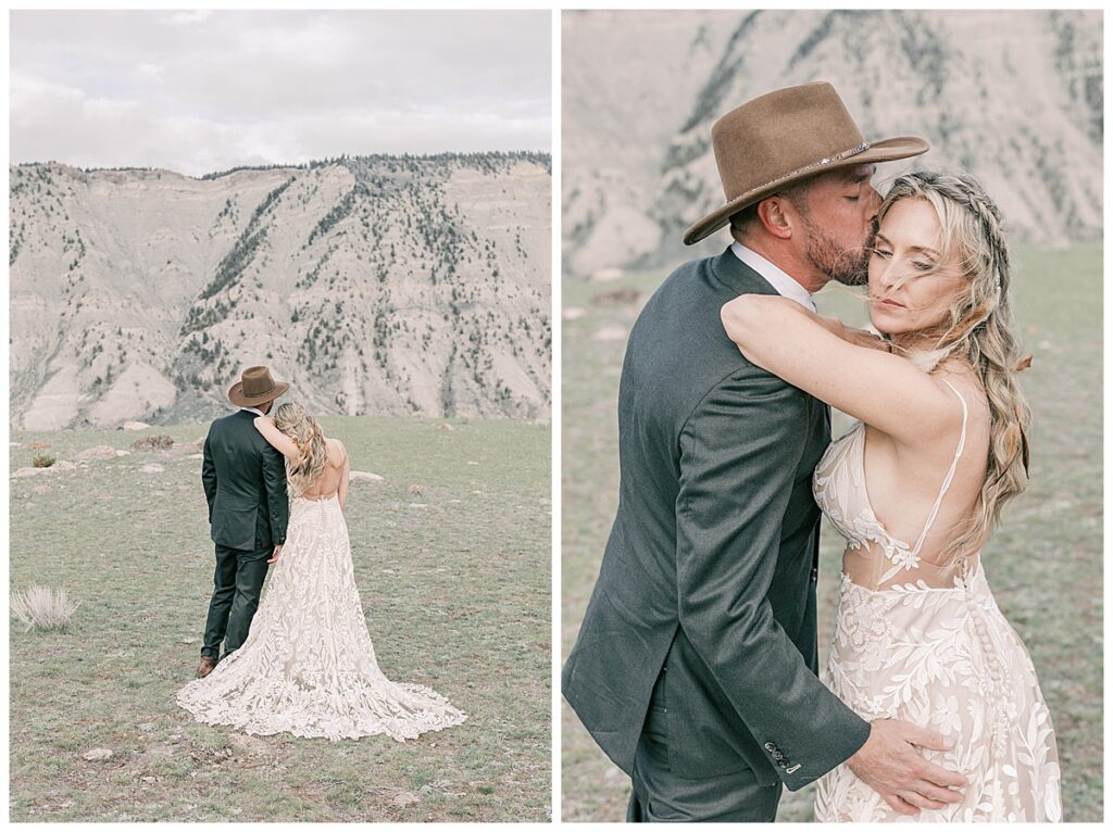 Bride and groom wedding portraits in Yellowstone.