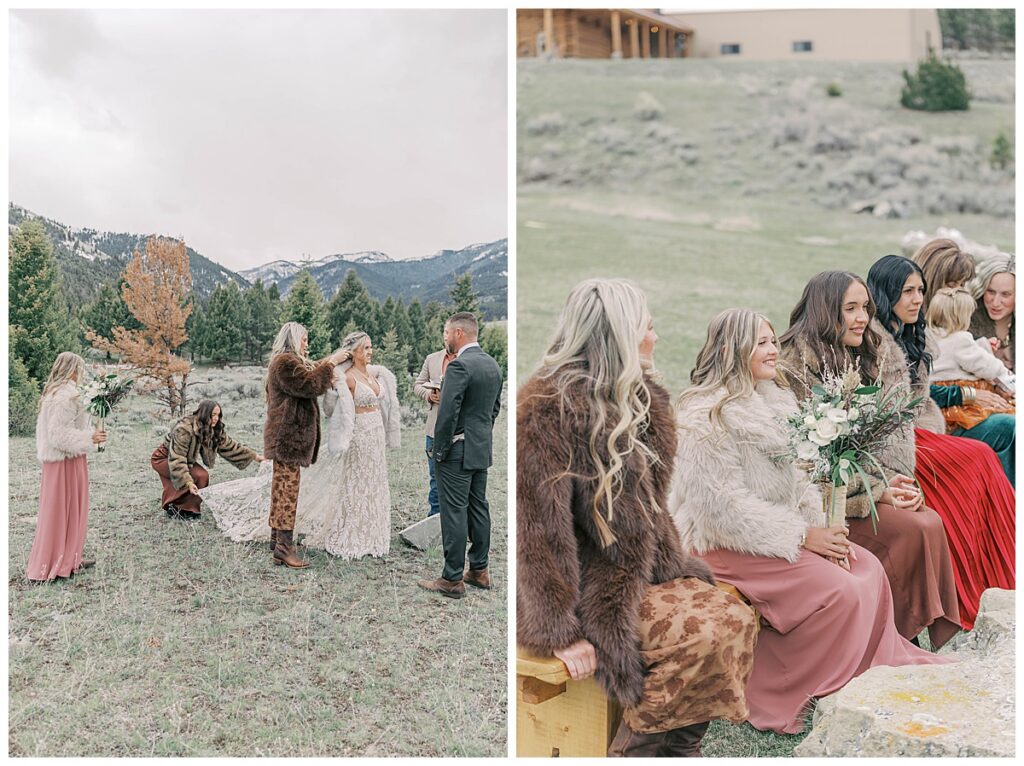 Emotional wedding ceremony in Gardiner Montana.
