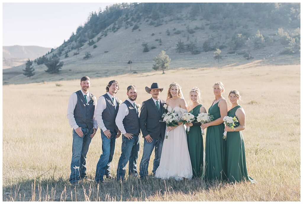 bridal party portraits in sunlight basin Wyoming