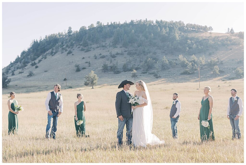 sunlight basin Wyoming full bridal party portraits