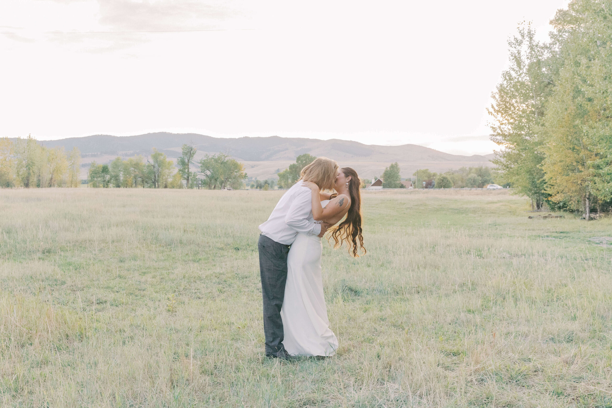 Bride and groom portraits at the hart ranch wedding venue in Bozeman montana